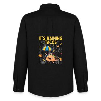 Il pleut des tacos Citation amusante sur la nourriture - Chemise Oxford homme Stanley/Stella - noir - Dos - AI Model Male 185 dark (185cm)