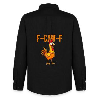 F-caw-F Poulet mème criant drôle - Chemise Oxford homme Stanley/Stella - noir - Dos - AI Model Male 185 dark (185cm)