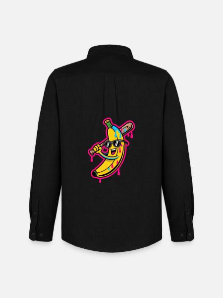 Banana Cartoon Baseball Humor - Men's Oxford Shirt by Stanley/Stella - black