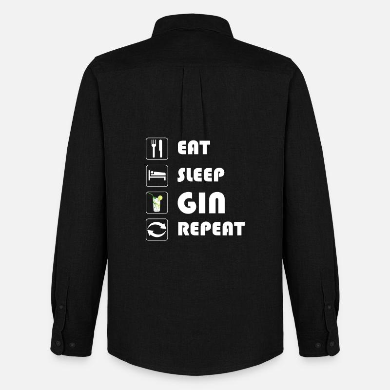 Gin Statement EAT SLEEP GIN REPEAT - Männer Oxford Hemd von Stanley/Stella - Schwarz