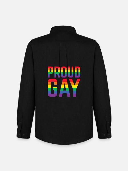 Proud Gay Rainbow Lettering - Men's Oxford Shirt by Stanley/Stella - black