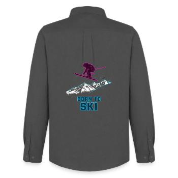 Ski Born To Ski Neon Freeride Dire Montagnes - Chemise Oxford homme Stanley/Stella - charbon - Dos - AI Model Male 185 dark (185cm)