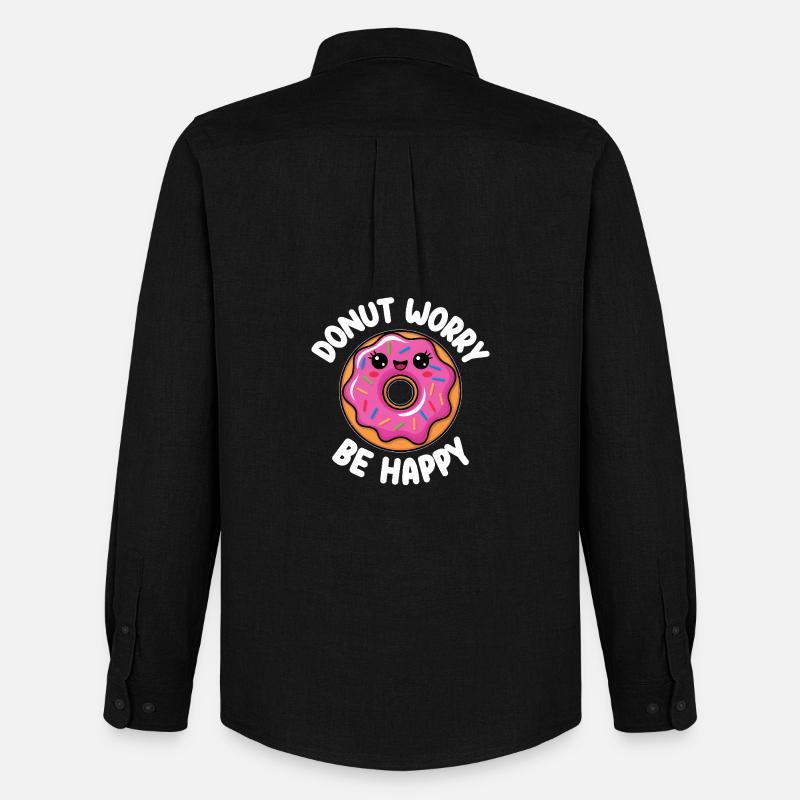 Lächelnder Donut - Männer Oxford Hemd von Stanley/Stella - Schwarz