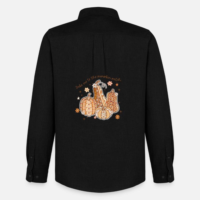 Patchwork Kürbis Patch - Männer Oxford Hemd von Stanley/Stella - Schwarz