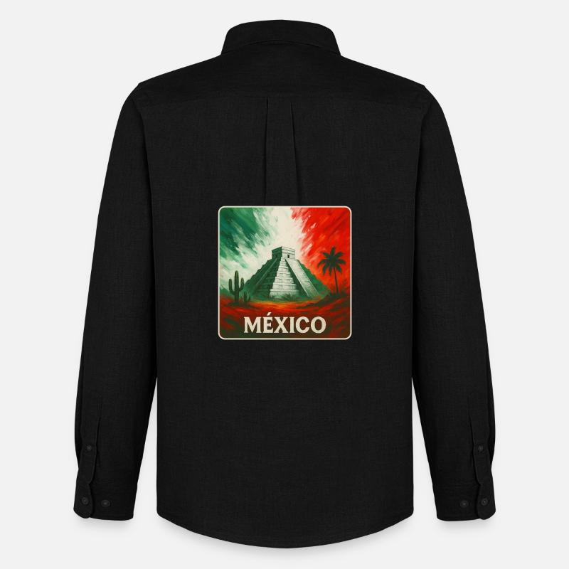 Mexiko Pyramiden Design - Männer Oxford Hemd von Stanley/Stella - Schwarz
