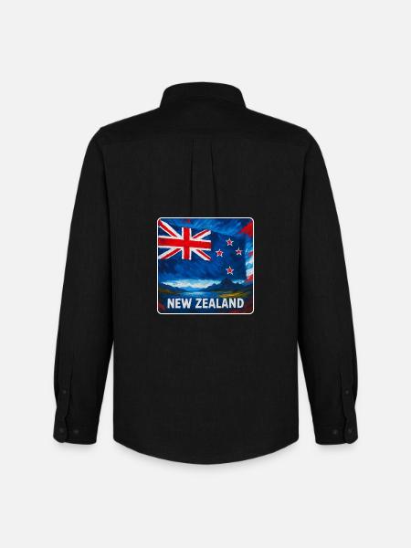 Neuseeland Flaggen Design - Männer Oxford Hemd von Stanley/Stella - Schwarz
