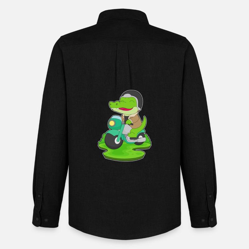 Krokodil Motorroller - Männer Oxford Hemd von Stanley/Stella - Schwarz