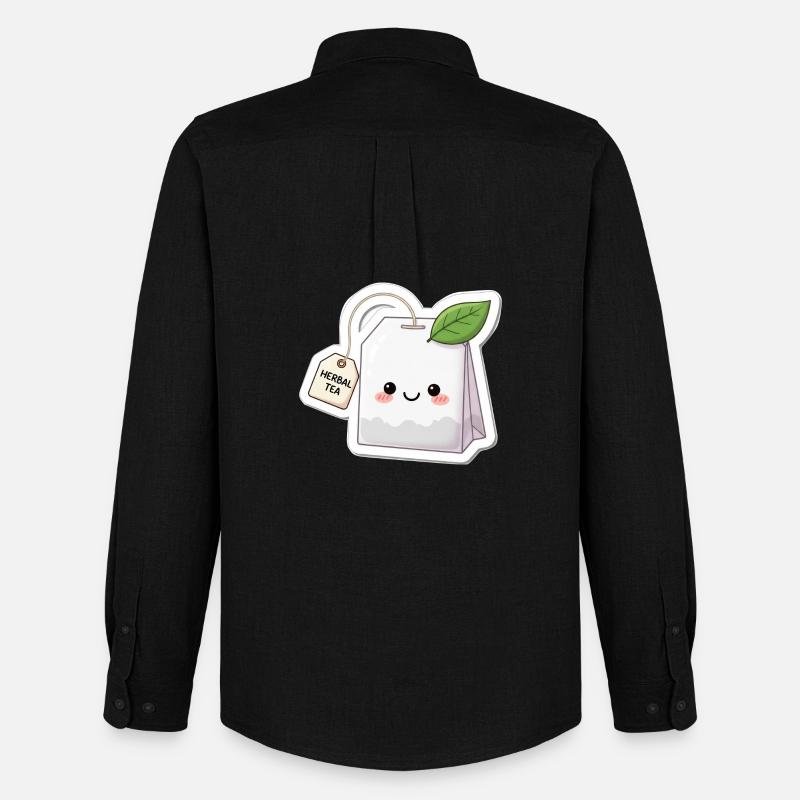 Kawaii Kräutertee Beutel Illustration - Männer Oxford Hemd von Stanley/Stella - Schwarz