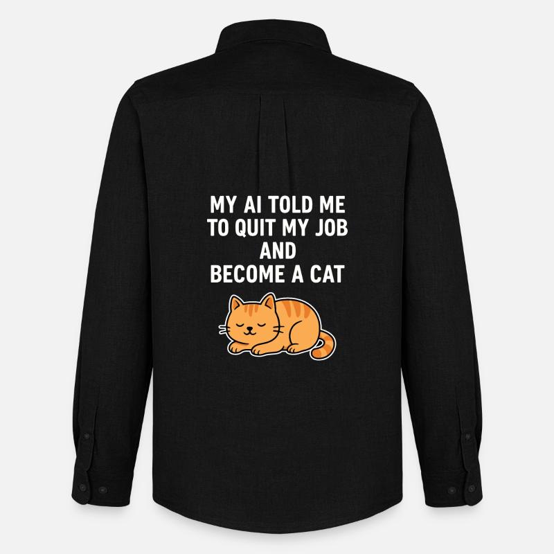 AI Cat Life - Männer Oxford Hemd von Stanley/Stella - Schwarz