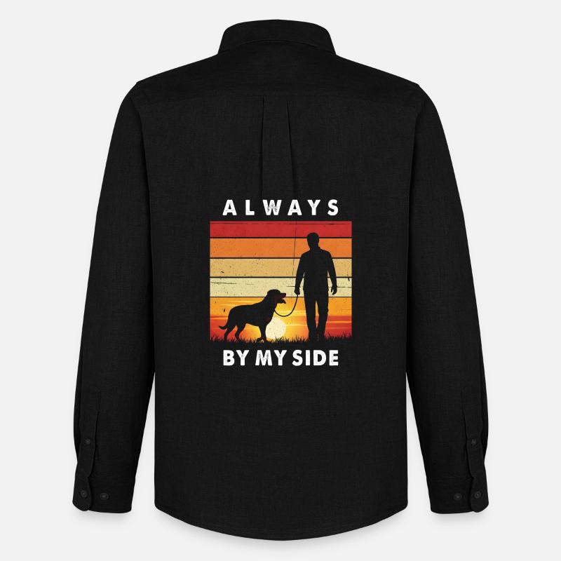Rottweiler Always By My Side Gassi Retro - Männer Oxford Hemd von Stanley/Stella - Schwarz