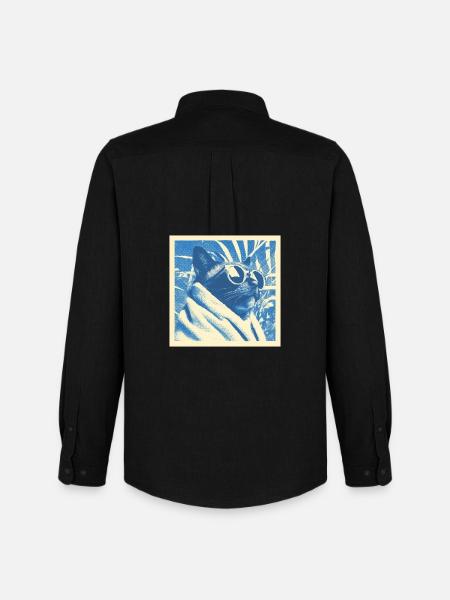 Cool Retro Cat Design - Men's Oxford Shirt by Stanley/Stella - black