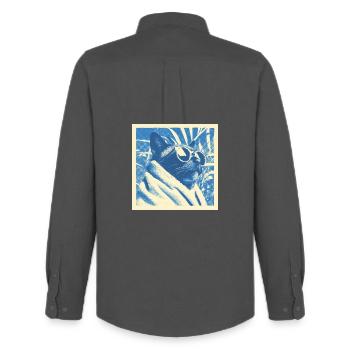 Design rétro cool pour chat - Chemise Oxford homme Stanley/Stella - charbon - Dos - AI Model Male 185 dark (185cm)
