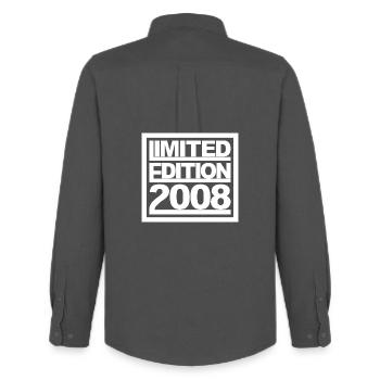 Limited Edition 2008 Design Birthday - Men's Oxford Shirt by Stanley/Stella - anthracite - Back - AI Model Male 185 dark (185cm)