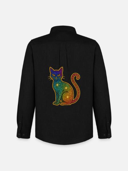 Rainbow glitter cat for Halloween - Men's Oxford Shirt by Stanley/Stella - black
