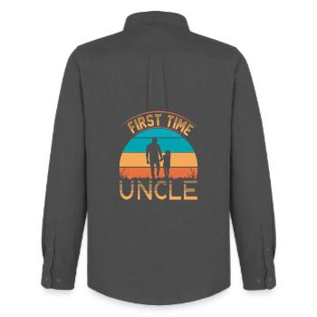 First time uncle - Men's Oxford Shirt by Stanley/Stella - anthracite - Back - AI Model Male 185 dark (185cm)
