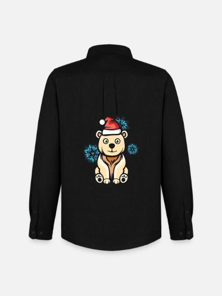 Christmas Polar Bear with Snowflakes - Men's Oxford Shirt by Stanley/Stella - black