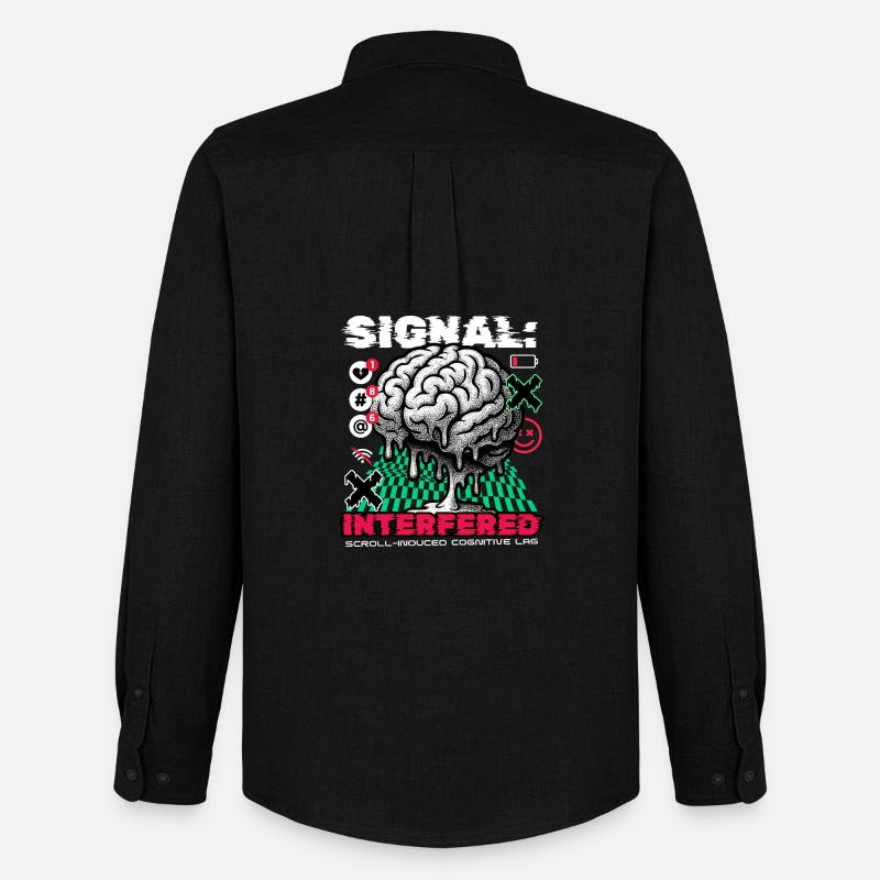 Brain - Signal Interfered - Männer Oxford Hemd von Stanley/Stella - Schwarz