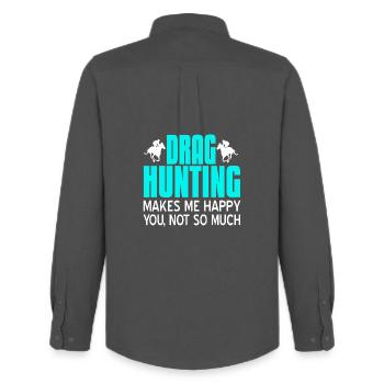 Drag Hunting Makes Me Happy Funny Horse Humor - Männer Oxford Hemd von Stanley/Stella - Anthrazit - Hinten - AI Model Male 185 dark (185cm)
