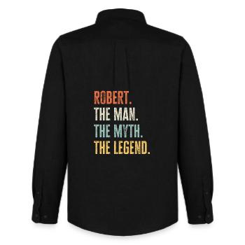 Robert Man Myth Legend Retro Design Gift Name - Men's Oxford Shirt by Stanley/Stella - black - Back - AI Model Male 185 dark (185cm)