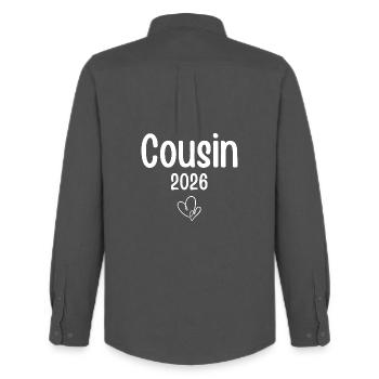 Cousin 2026 Herz - Männer Oxford Hemd von Stanley/Stella - Anthrazit - Hinten - AI Model Male 185 dark (185cm)