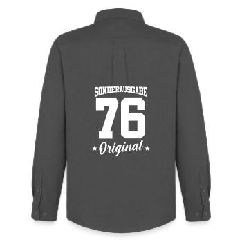 76 Geburtstag - Männer Oxford Hemd von Stanley/Stella - Anthrazit - Hinten - AI Model Male 185 dark (185cm)