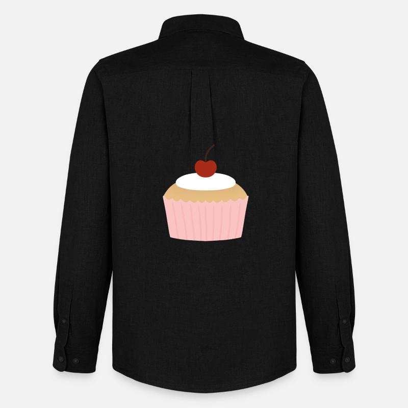 Pastellfarbener Cupcake mit Kirsche - Männer Oxford Hemd von Stanley/Stella - Schwarz
