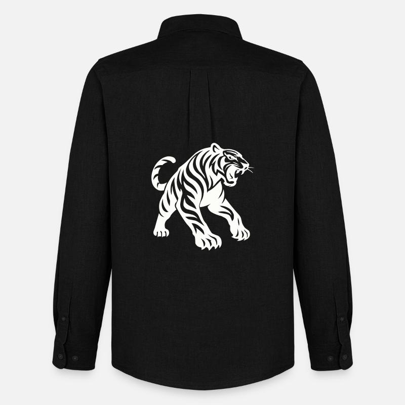 Tiger Silhouette - Männer Oxford Hemd von Stanley/Stella - Schwarz