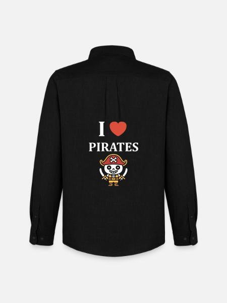 I like Pirates Skeleton Pirate - Men's Oxford Shirt by Stanley/Stella - black