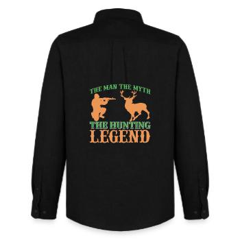 Hunting Legend - Men's Oxford Shirt by Stanley/Stella - black - Back - AI Model Male 185 dark (185cm)