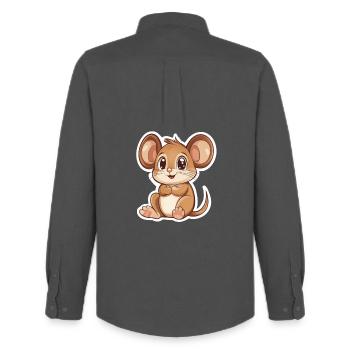 Maus - Männer Oxford Hemd von Stanley/Stella - Anthrazit - Hinten - AI Model Male 185 dark (185cm)