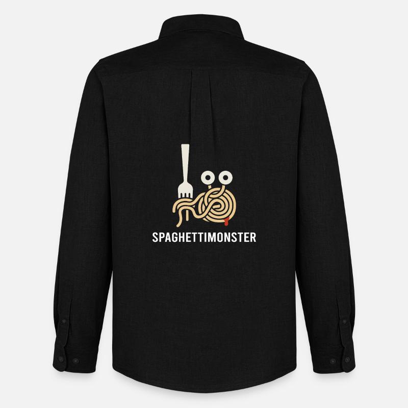 Spaghetti Monster mit Gabel - Männer Oxford Hemd von Stanley/Stella - Schwarz