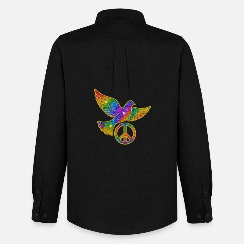 Regenbogen Friedenstaube mit Friedenszeichen - Männer Oxford Hemd von Stanley/Stella - Schwarz