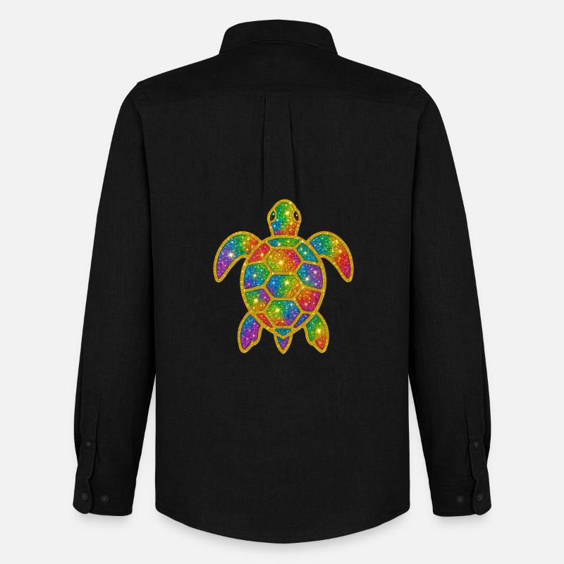 Regenbogen Glitzer Schildkröte - Männer Oxford Hemd von Stanley/Stella - Schwarz