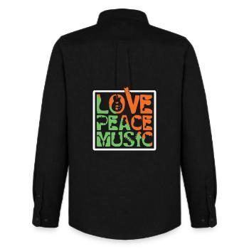 Amour Paix Musique - Chemise Oxford homme Stanley/Stella - noir - Dos - AI Model Male 185 dark (185cm)