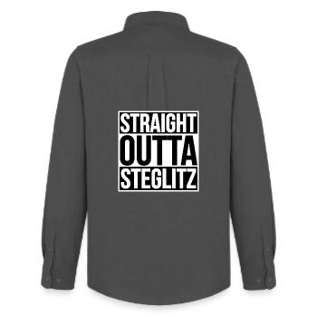 STRAIGHT OUTTA STEGLITZ BERLIN - Männer Oxford Hemd von Stanley/Stella - Anthrazit - Hinten - AI Model Male 185 dark (185cm)