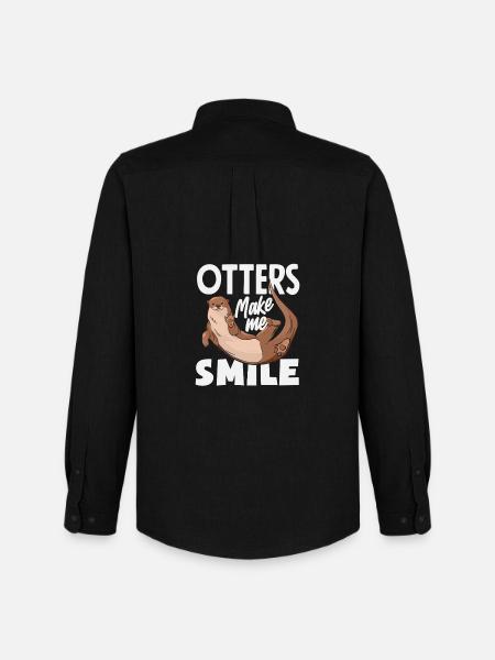 Smiling Sea Otter Cartoon - Men's Oxford Shirt by Stanley/Stella - black