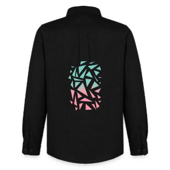 Motif triangulaire - Turquoise Pink - Chemise Oxford homme Stanley/Stella - noir - Dos - AI Model Male 185 dark (185cm)