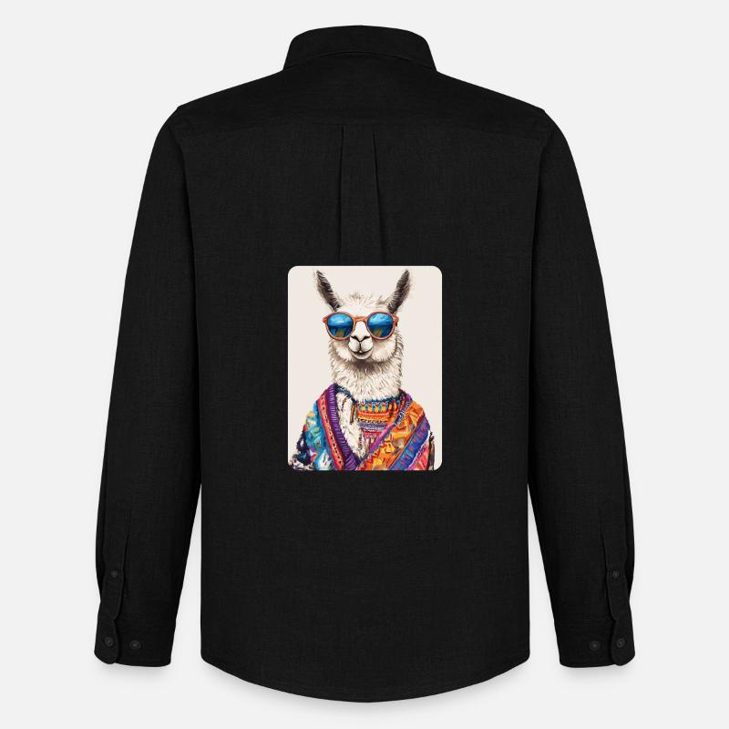 Lama - Männer Oxford Hemd von Stanley/Stella - Schwarz