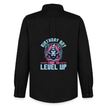Birthday Gamer VR - Men's Oxford Shirt by Stanley/Stella - black - Back - AI Model Male 185 dark (185cm)
