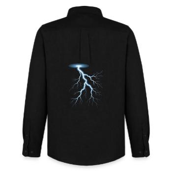 Lightning Lightning Thunderstorm Current Storm - Men's Oxford Shirt by Stanley/Stella - black - Back - AI Model Male 185 dark (185cm)