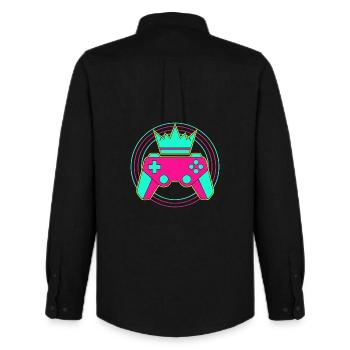 Controller Krone Neon Minimal Zocker Art - Men's Oxford Shirt by Stanley/Stella - black - Back - AI Model Male 185 dark (185cm)