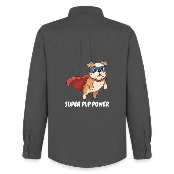 Superhelden Hund Cape - Männer Oxford Hemd von Stanley/Stella - Anthrazit - Hinten - AI Model Male 185 dark (185cm)