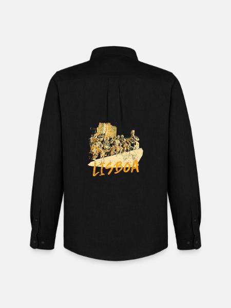 Monument Découvertes Lisbonne illustration ocre - Chemise Oxford homme Stanley/Stella - noir