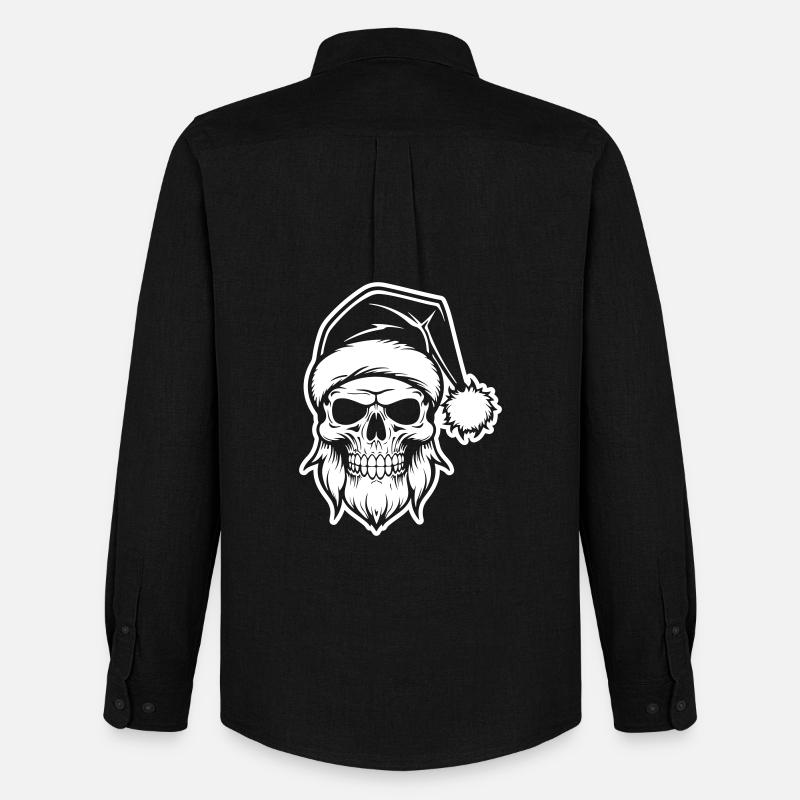 Weihnachtsmann Totenkopf - Männer Oxford Hemd von Stanley/Stella - Schwarz