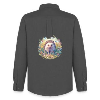 Igel - Männer Oxford Hemd von Stanley/Stella - Anthrazit - Hinten - AI Model Male 185 dark (185cm)