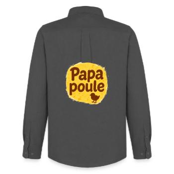 Papa Poule - Father's Day - Men's Oxford Shirt by Stanley/Stella - anthracite - Back - AI Model Male 185 dark (185cm)