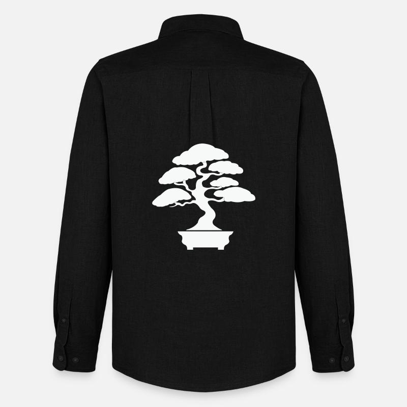 Zen Bonsai Silhouette - Männer Oxford Hemd von Stanley/Stella - Schwarz