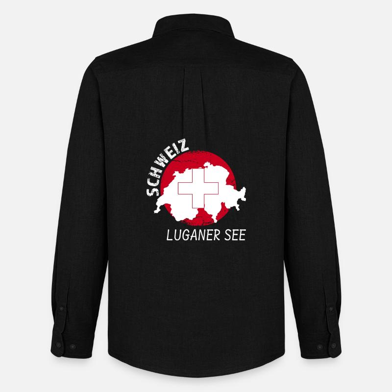 Luganer See - Männer Oxford Hemd von Stanley/Stella - Schwarz