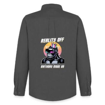 Birthday Gamer VR - Männer Oxford Hemd von Stanley/Stella - Anthrazit - Hinten - AI Model Male 185 dark (185cm)
