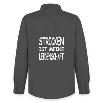 Stricken - Männer Oxford Hemd von Stanley/Stella - Anthrazit - Hinten - AI Model Male 185 dark (185cm)